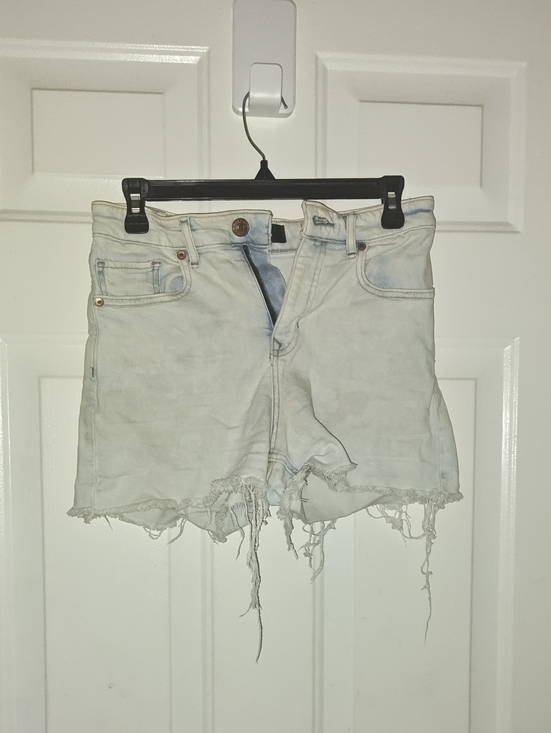 Express Pants - Express Light Blue Distressed Denim Shorts